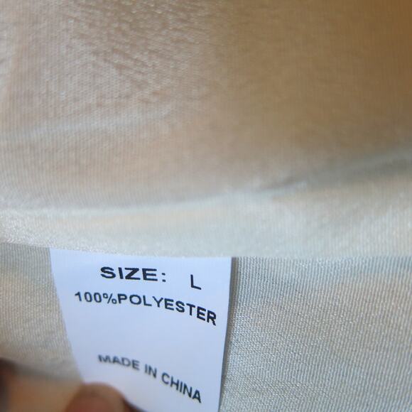 FLORAL OVERLAY Top Flutter Sleeves Size L Women Short Sleeve Lined Cream Boho - Picture 10 of 11